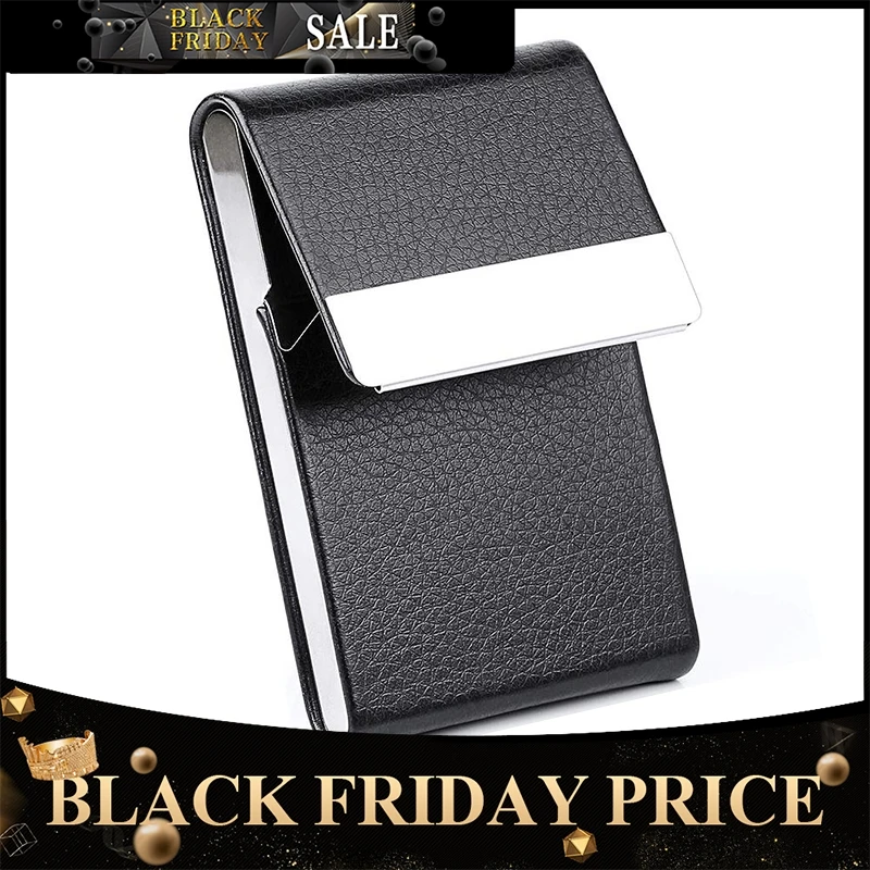 

Men Metal Leather Card Case Holder For Business ID Card Storage