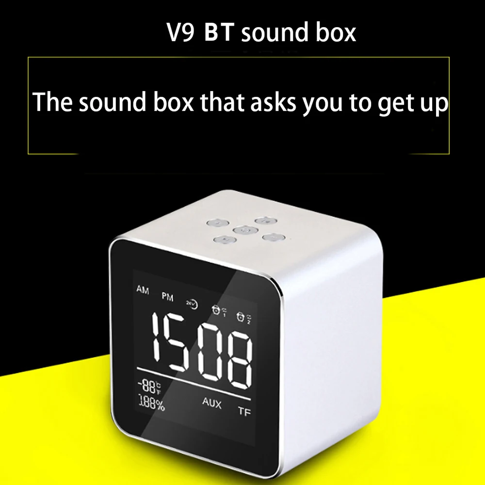 

Hot New Digital Alarm Clock LED Desktop Table Alarm Clock Portable BT Wireless Mini Subwoofer Speaker with Mirror Function 18650