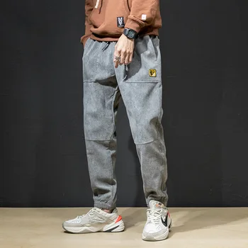 

Cargo Pants Overalls Pants Men 2020 New Casual Trousers Loose Wild Men 's Pants COTTON Drawstring Pockets Oxford Flat Midweight