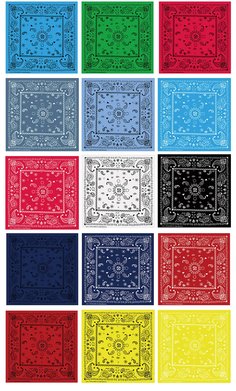 New Cotton Paisley Hip Hop Bandana Hair Band Headwear Square Scarf Neck Wrist Wrap Head Square Scarf for Women men 55*55cm men scarf style