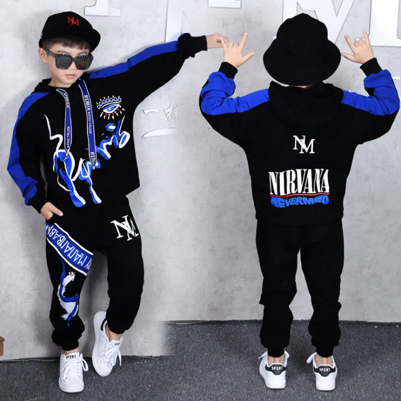 

Fashion Set Kids Suit Boys 2019 Autumn Outfit Suits Hip Hop 2Piece Sets Unisex Cotton Red Blue Parkour Boy Clothing Letter Print
