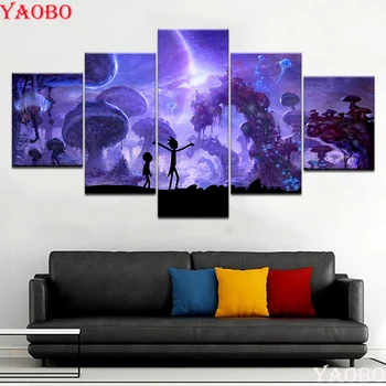 

5pcs 5D DIY diamond painting Full drill square Animated Rick And Morty diamond embroidery cross stitch Children's diamond mosaic