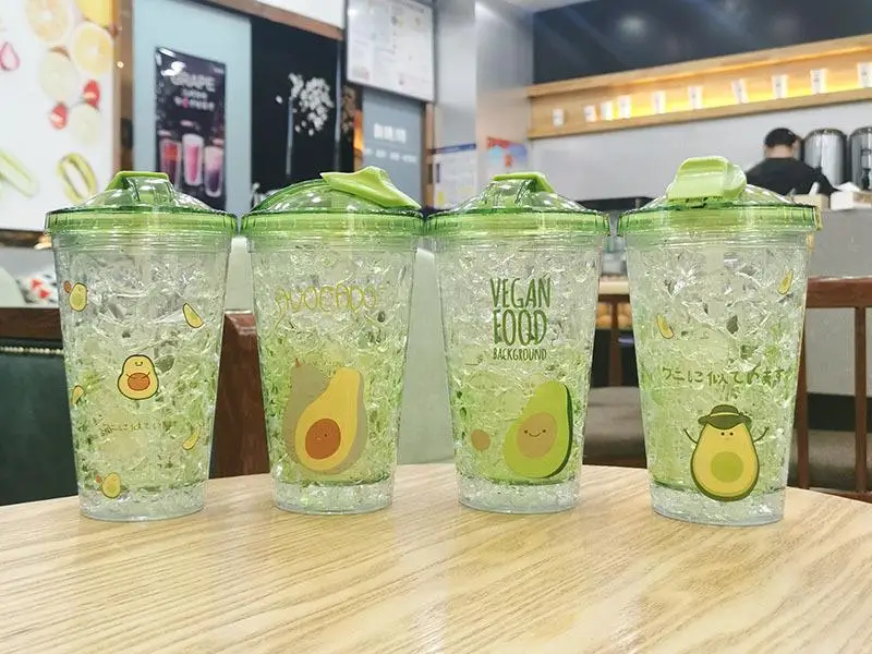1pc Yellow Crushed Ice Cup, Smoothie Cup, Shaker Cup For Summer Home Use