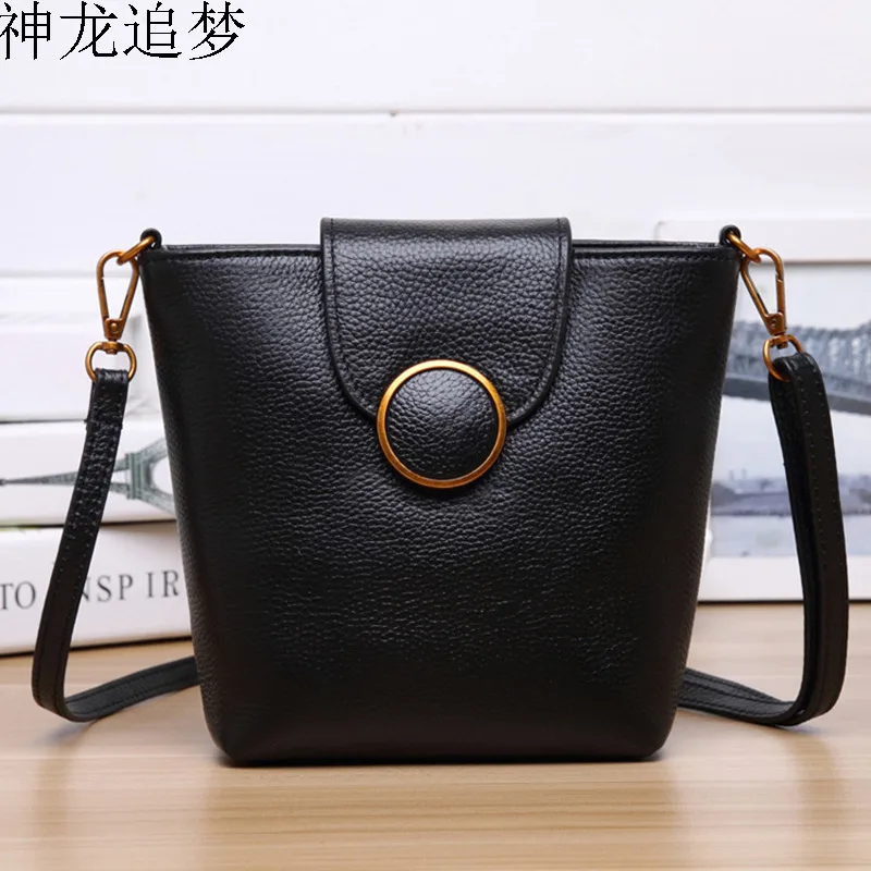 

Famous brand design Women Bag cowhide leather women's shoulder bag female leather bucket bag fashion retro female handbag