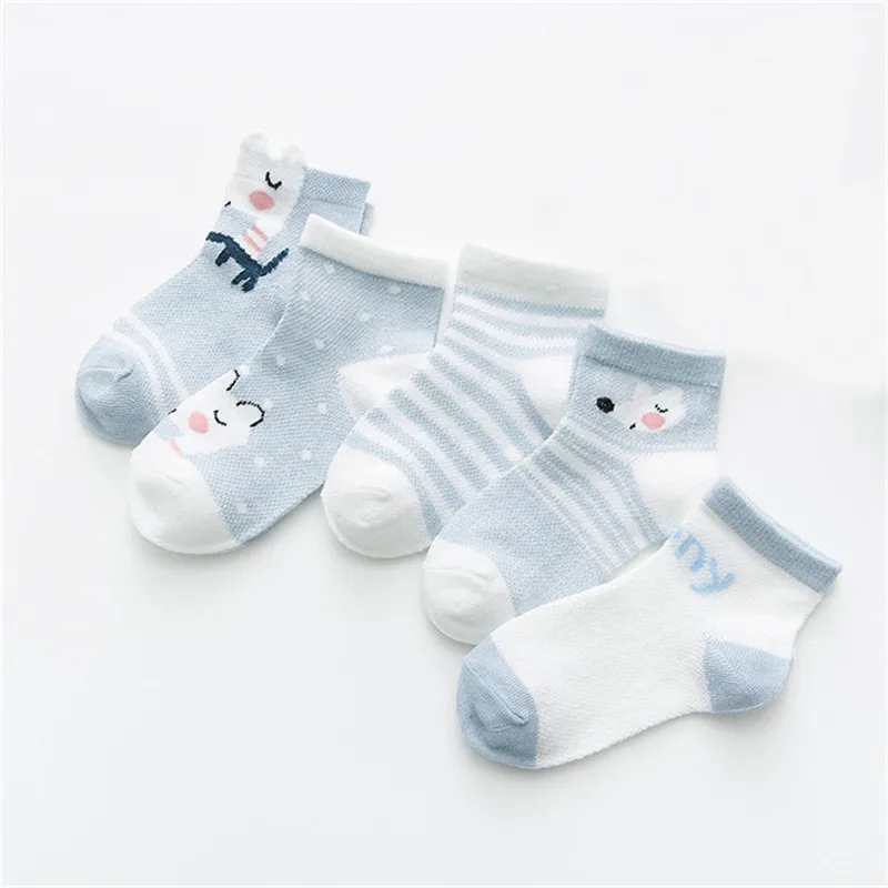 5 пар/лот, От 0 до 2 лет носки для маленьких девочек, хлопковые сетчатые Носки с рисунком лисы для новорожденных мальчиков, одежда для малышей, аксессуары
