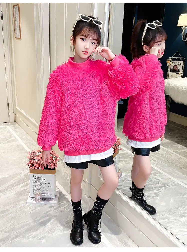Girls Sweatshirts Solid Color Soft Tassel Cute Tops Children's Clothes Autumn Winter Long Sleeve Pullover Casual Kids Sweatshirt baby hooded shirt