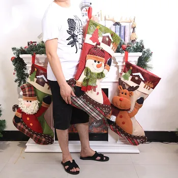 

80cm Christmas Decoration Socks Bag for Home New Year Christmas Big Boot Decoration Snowman Socks Ornament Party Xmas Supplies
