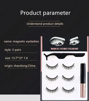 

3 Pairs 5 Magnetic Eyelashs set Magnet Liquid Eyeliner& Magnetic Lashes & Tweezer Set Waterproof Long Lasting Eyelash Extension
