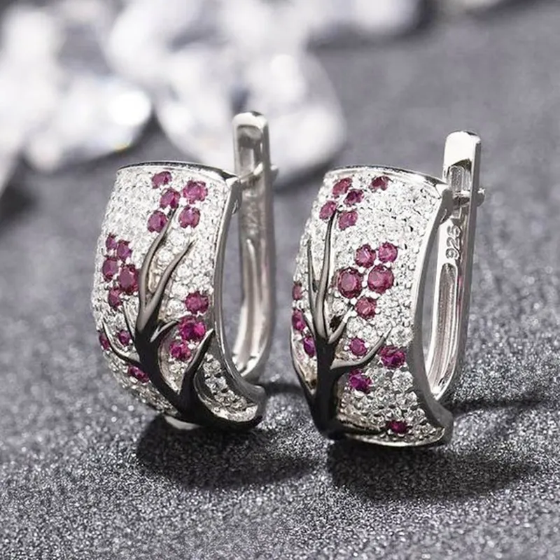 Новинка, роскошные серьги-гвоздики в виде цветущей сливы с кристаллами и цирконием для женщин, серьги-ветки с кубическим цирконием, ювелирные изделия