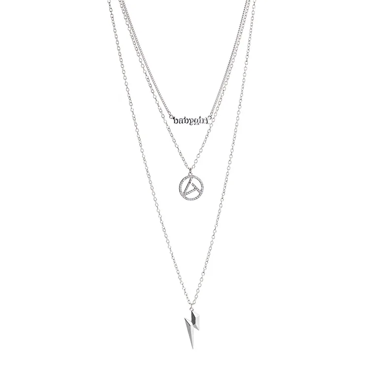 

2018 Europe And America New Style Three Layer Necklace Long Lettered Versatile Fashion New Style Necklace Creative Elegant Penda