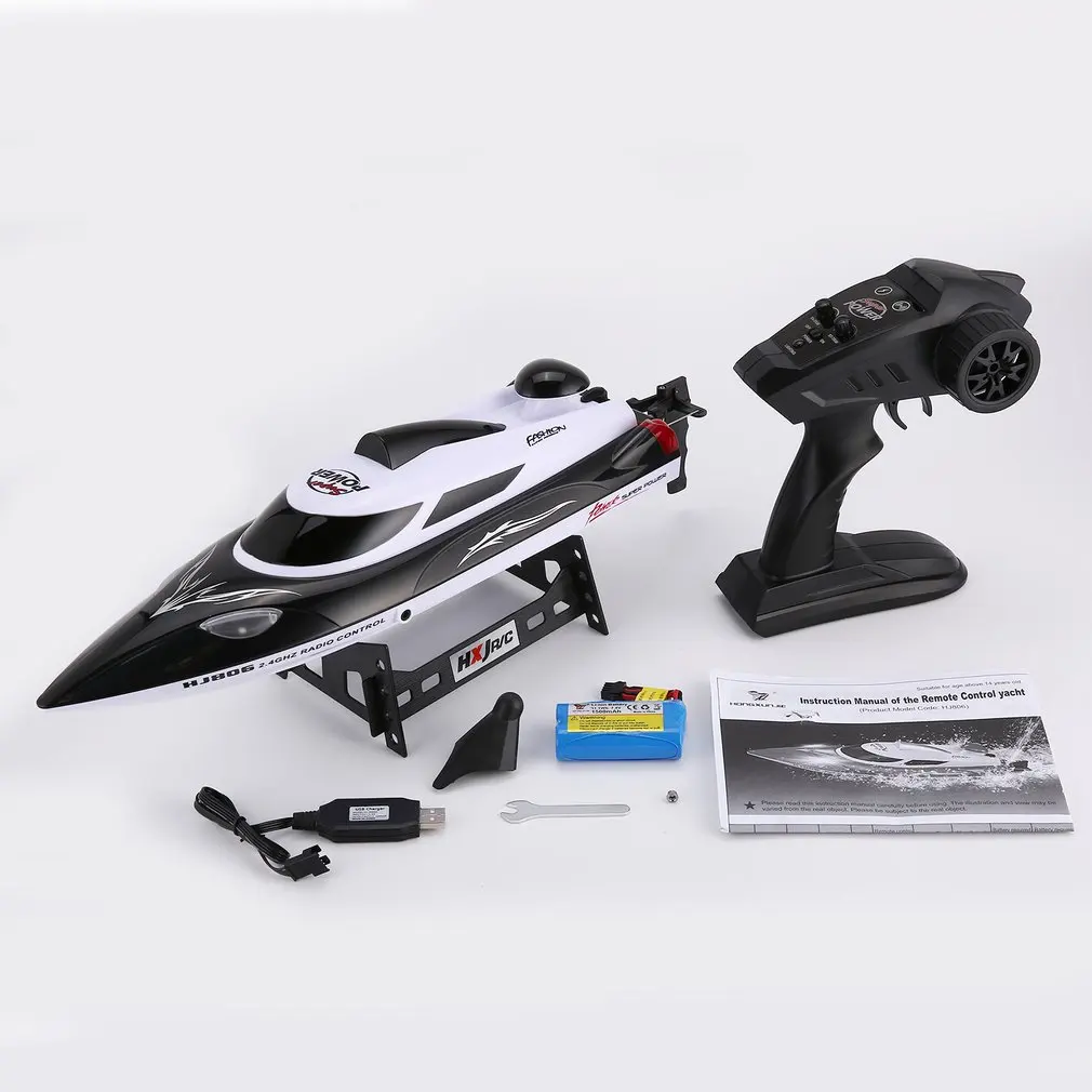 

HONGXUNJIE RC boat HJ806 47cm 2.4G RC 30km/h High Speed Racing Boat Water Cooling System Flipped Omni-directional Voltage Promp
