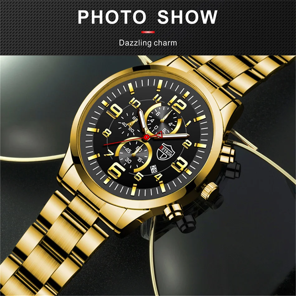 2022 Fashion Mens Sports Watches Men Luxury Stainless Steel Quartz Wrist Watch Luminous Clock Man Business Casual Leather Watch