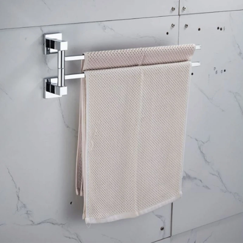 2/3/4 Wall Mounted Towel Bar Rotating Stainless Steel Space Saving Storage Racks for Bathroom Bedroom Kitchen