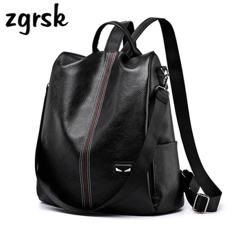 

Female Luxury Student Classic Pu Zipper Solid Black Fashion Fashionable School Bags For Teenage Girls Back Pack Bookbags