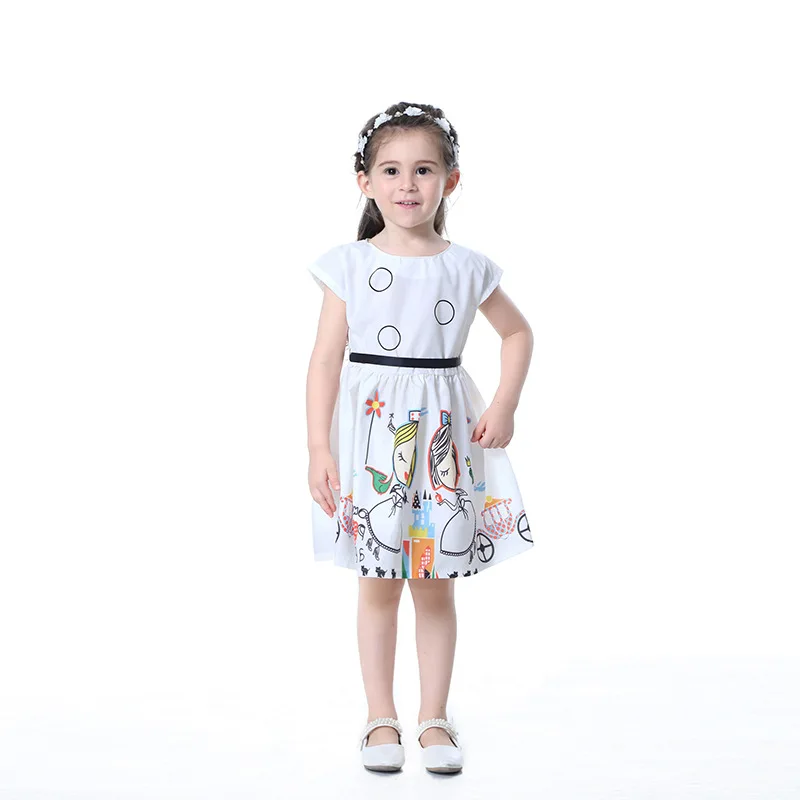 Платья для девочек детское летнее платье для девочек, платье без рукавов с принтом платье принцессы для девочек детская одежда 3, 4, 5, 6, 7, 8, От 9 до 10 лет