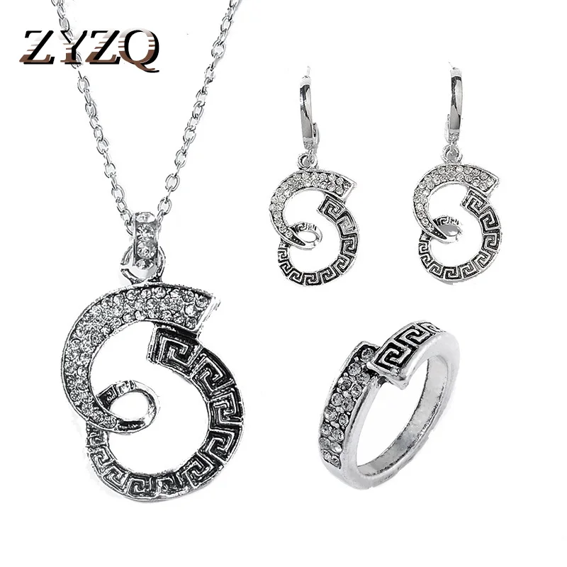 

ZYZQ Creative Vintage Jewelry Sets Luxury Baroque Bohemia Stylish Women Accessories High Quality Necklace Earrings Finger Rings