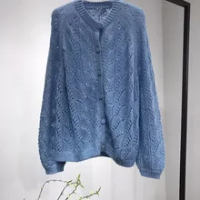 Женский кардиган, свитер с v-образным вырезом, мягкий Свободный Трикотаж, однобортный Повседневный вязаный кардиган, верхняя одежда, зимняя куртка, пальто