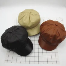 Шляпа из натуральной кожи Осенняя мужская Воловья кожа кожаный берет Элегантная мода молодой студенческий язычок Кепка Snapback cap s для мужчин