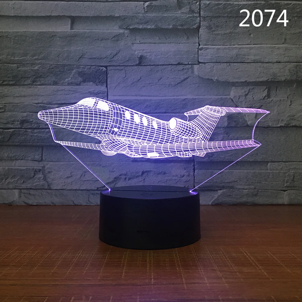 All Aircraft Shape Air Plane 3D Night Lamp Table Desk Light Kids Boys Birthday Gift 1pc 7/16 Color Change Illusion Drop Shipping dinosaur light Night Lights