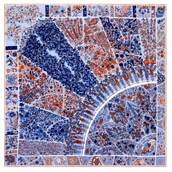 LESIDA Silk Feeling Scarf Square Satin Head Scarf for Women Geometric print Design 35.5 × 35.5 inches Hair Wrapping Headscarf