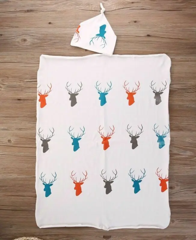 Pudcoco Baby Convenience Blanket Toddler Newborn Baby Boy Girl Deer Printed Soft Stretch Wrap Swaddle Blanket Bath Towel 80*65CM