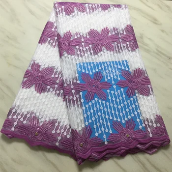 

African Lace Fabric 2019 Embroidered Rhinestones Nigerian Laces Fabric High Quality French Tulle Lace Fabric For Women 5Yards