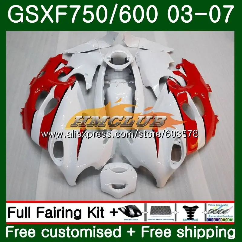 Корпус для Suzuki Katana GSXF 750 600 GSXF600 03 04 05 06 07 3CL. 50 красный, белый GSX750F GSXF750 2003 2004 2005 2006 2007 обтекатель