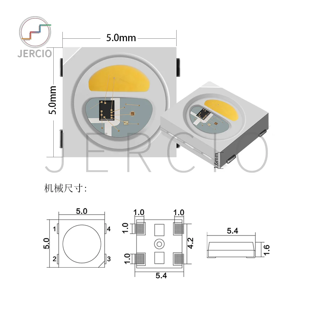 Jercio XT1511-RGBW+ WW/NW/CW(аналогичный ws2812b или sk6812) 5050 RGBW четыре в одном индивидуально адресуемый светодиодный чип
