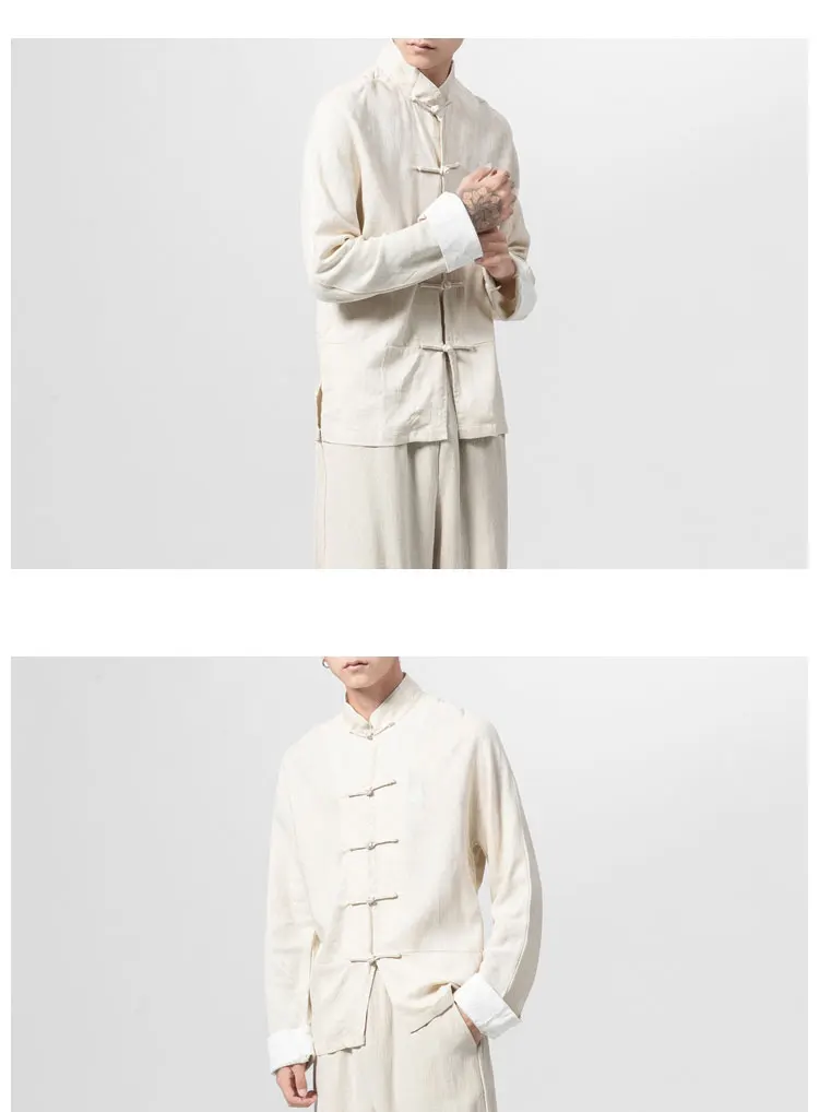 Sinicism Store Autumn Men Button Cotton Linen Oversize Shirts Mens Chinese Vintage Tops Clothing Male Autumn Casual Shirt