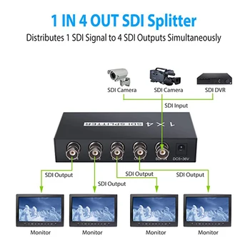 SDI-SDI 분배기 1x4 3g-SDI 1 인 4 출력 멀티미디어 분할 SDI 확장 어댑터, 1080P TV 비디오 프로젝터 지원, 1x4 3g-SDI 확장 어댑터, 1 인 4 출력, P, TV 비디오, 프로젝터