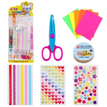 

Children DIY Craft Kits Including Lace Tape Pens Sticker Scissor for DIY Diary Photo Album Scrapbook Explosion Box Gift Supplies