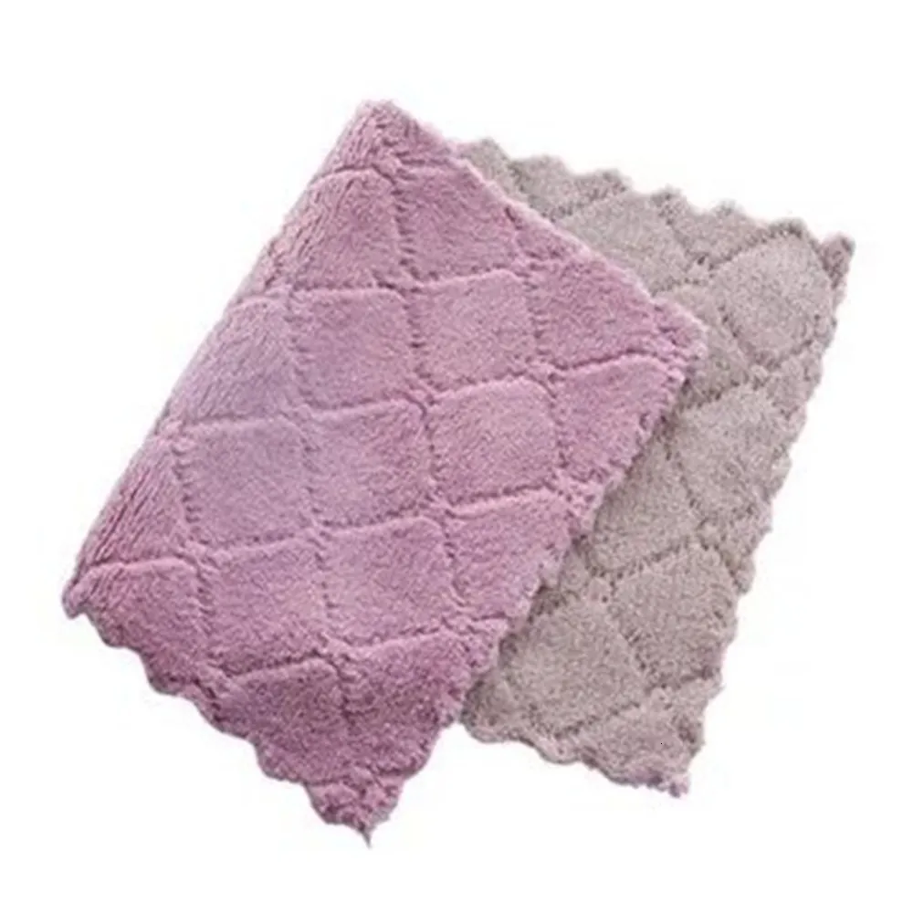 4pcs Gray purple 4 шт. супер абсорбент микрофибра ткань для посуды высокая эффективность посуда Антипригарное масло домашнее полотенце для уборки Kichen Инструменты гаджеты - Цвет: 4pcs Gray purple