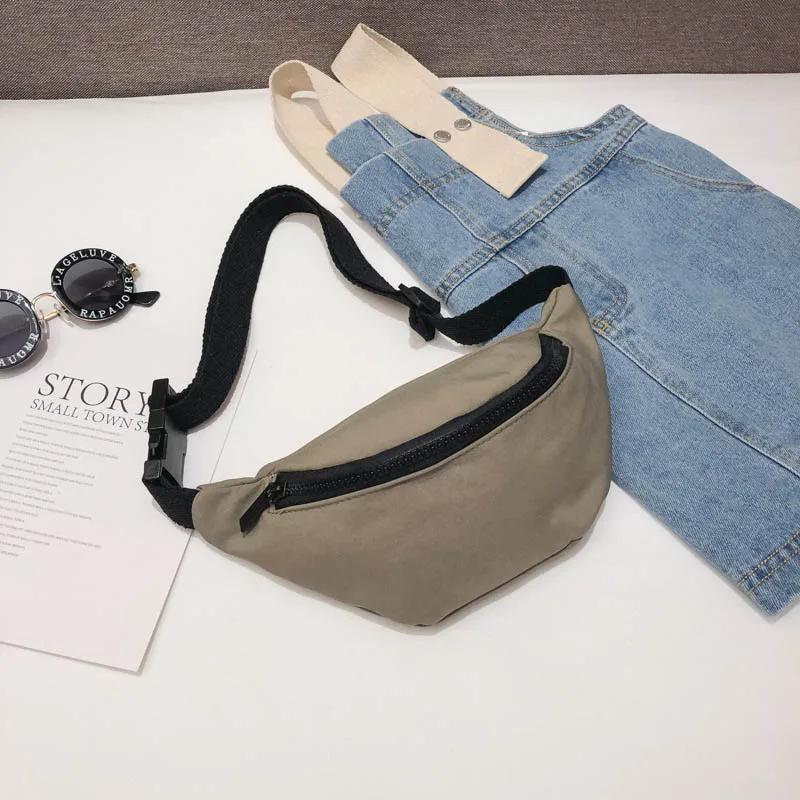 Khaki Fanny pack Новая детская поясная сумка для девочек, нагрудная сумка унисекс, поясная сумка, вместительная одноцветная Сумка-бум, Сумка с бананом, сумка через плечо - Цвет: Khaki Fanny pack