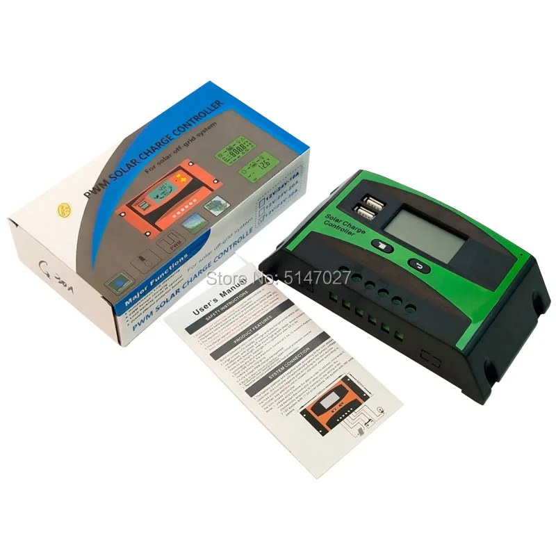 

Solar Controller PWM 24V/12V Auto 30A 20A LCD Solar Charge Regulator with Load Light and Timer Control