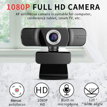 

USB HD 1080P Webcam Built in Double Microphone 2MP Manual Focus 120 Degree Wide Angle for Youtube Streaming PC Laptop