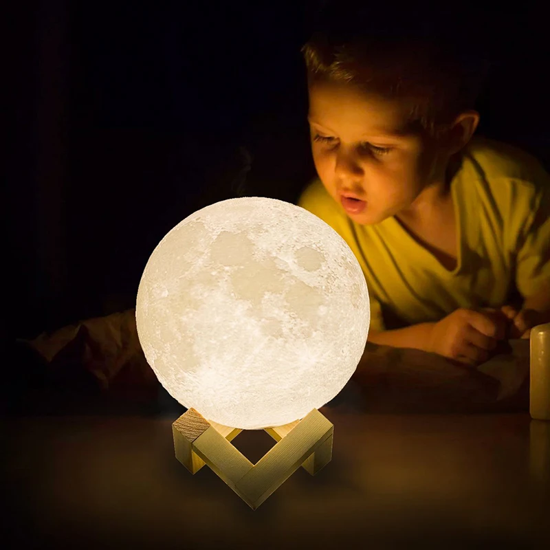 ZK20 LED Night Light 3D Print Moon Lamp Rechargeable Color Change 3D Light Touch Moon Lamp Children's Lights Night Lamp for Home