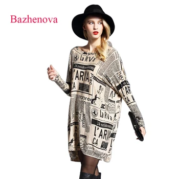 

Bazhenova Women Printing Sweaters Woman Autumn All-match Elegant Pullovers Girls Casual Knitting Tops Sweater R306