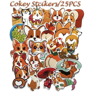 

25pcs Welsh Corgi Pembroke Cartoon Stickers Cute Animals Dog For Moto Car & Suitcase Cool Laptop Stickers Skateboard Sticker