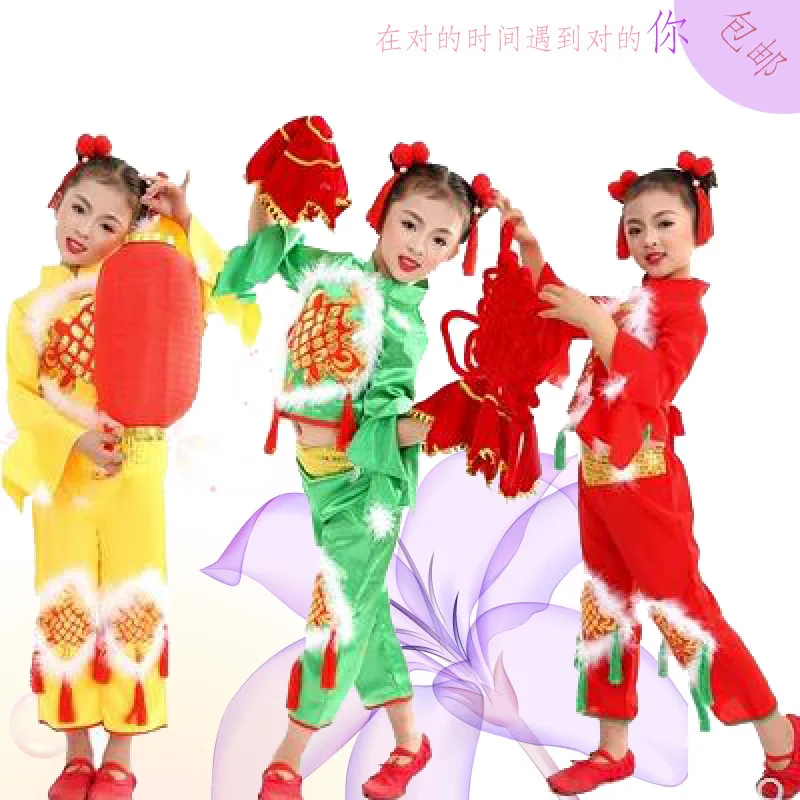 

2019 Xiaohe Elegant Demeanor Red Chinese Knot Costume Children Niu Noisy Spring Festive Dance Performance Clothing