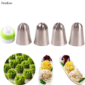 

Large Cake Cream Nozzles Icing Piping Nozzles Pastry Tools Stainless Steel Decorating Cupcake Russian Pastry Cream Tips Bakeware