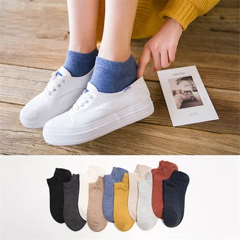 

Invisible Solid Color Ankle Socks Women Korean Simple Cotton Black Socks White Grils Socks Casual Low Top Socks Easy-matching