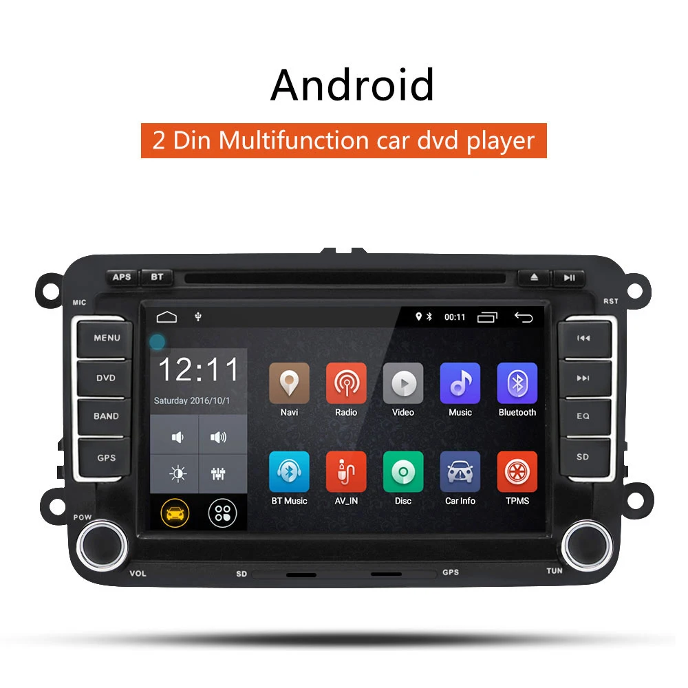 Sale 7 Inch 2 DIN Android Car Stereo Radio Multimedia Player 1G+16G Touch Screen GPS bluetooth For VW Passat Golf Jetta Seat Skoda 4