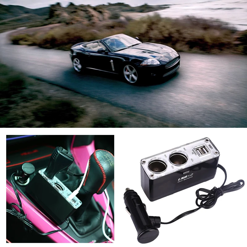 12V 2Way Авто выход прикуриватель двойной USB зарядное устройство адаптер