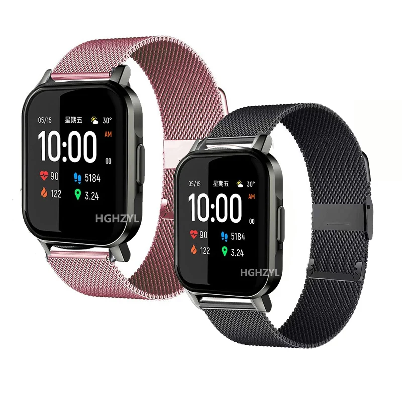 Strap for Haylou LS02 Watch Band Metal Milanese Bracelet Xiaomi Wristband 20mm Amazfit Bip S/GTS | Электроника