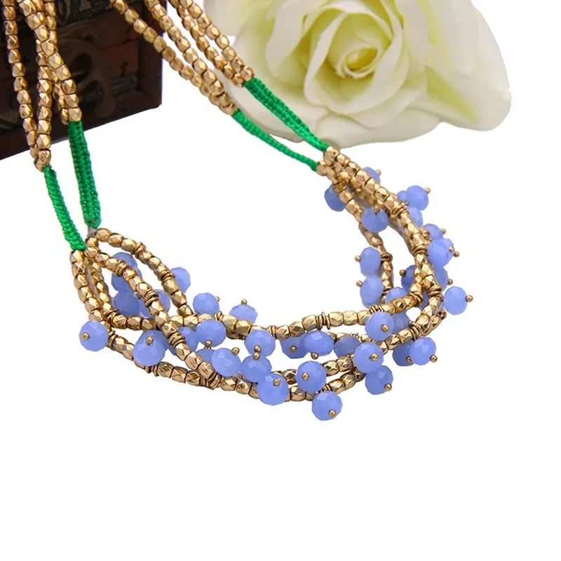 

Necklace pendant candy color beads multi-layer dazzling ladies necklace`