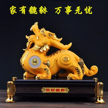

LARGE Asia HOME shop company business Prosperity GOOD luck Success gold-plating Fortune Dragon PI XIU FENG SHUI talisman statue