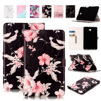 

Shockproof Case For Samsung Galaxy Tab A 10.1 2016 T580 T585 Luxury Flower Gradient Marble PU Leather Stand with Card Slot Coque