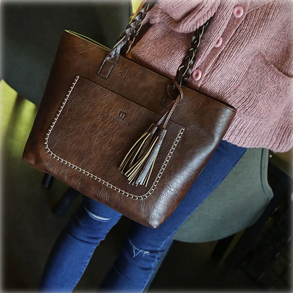 Модная женская сумка из искусственной кожи с кисточками, сумка для отдыха и путешествий, женская сумка через плечо, Большая вместительная Портативная сумка