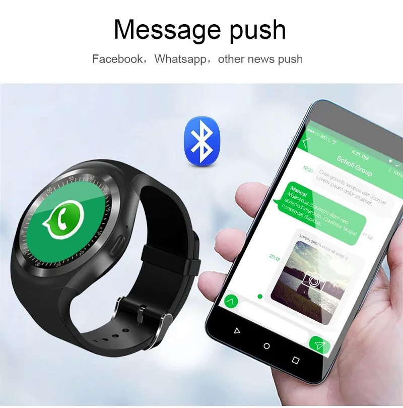 Y1 Bluetooth Смарт-часы Relogio Android Смарт-часы телефонный звонок GSM Sim Удаленная камера информационный дисплей спортивный шагомер