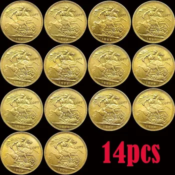 

14pcs 1887-1900 Great Britain Sovereign Full Set 27g Copy Coin Queen Victoria Coins UK Home decoration Coin